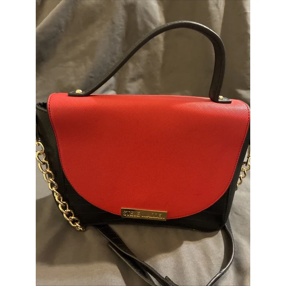 Steve Madden Bmelodie Small Red Black Crossbag Handbag Purse Crocodile Emboss
